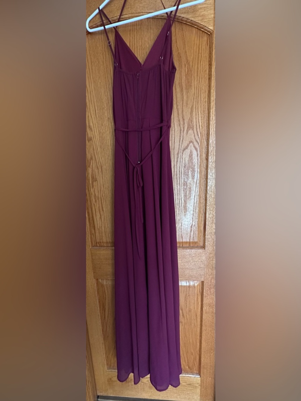 Windsor Burgundy Pleated V-Neck Maxi Dress Formal Evening Gown Bridesmaid Small